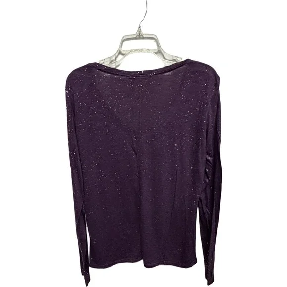 Michael Stars CASSIDY L/S VNECK SPLATTER FOIL NWT Purple Glitter One Size - Picture 4 of 6
